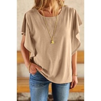 Azura Exchange Ribbed Knit Ruffled Top