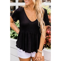 Azura Exchange Waffle Knit Peplum Top