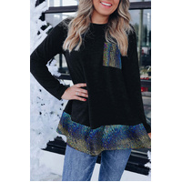 Azura Exchange Sequin Ruffle Hem Top