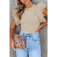 Azura Exchange Ruffle Sleeve Ribbed Knit Top