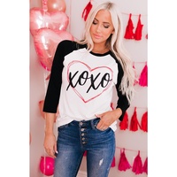 Azura Exchange Heart Graphic Contrast Sleeve Tee