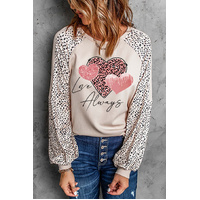 Azura Exchange Love Always Heart Leopard Color Block Top