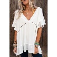 Azura Exchange Knit V Neck Studded Blouse
