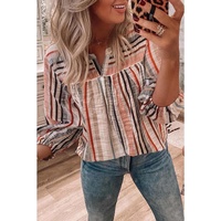 Azura Exchange Striped 3/4 Sleeve Blouse
