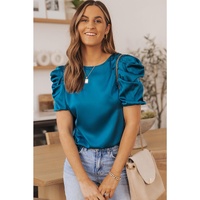 Azura Exchange Puff Sleeve Satin Blouse