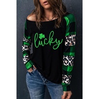 Azura Exchange Lucky Clover Glitter Pattern Leopard Plaid Top