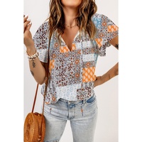 Azura Exchange Boho Mixed Patterns Flutter Sleeves Top