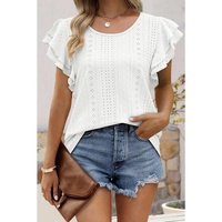 Azura Exchange Textured Ruffle Short Sleeve Blouse