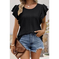 Azura Exchange Textured Ruffle Short Sleeve Blouse