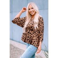 Azura Exchange Leopard Print Peplum Blouse