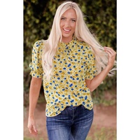 Azura Exchange Floral Ruffle Mock Neck Blouse