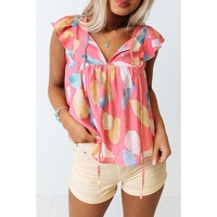 Azura Exchange Patterned Ruffled Cap Sleeve Shift Top