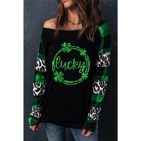 Azura Exchange Leopard Printed Plaid Splicing Blouse