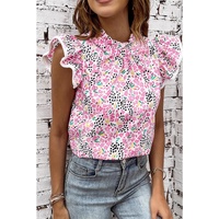 Azura Exchange High Neck Flutter Sleeves Top