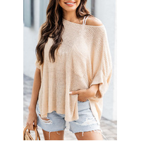 Azura Exchange Knitted Half Sleeve Top with Split Pocket