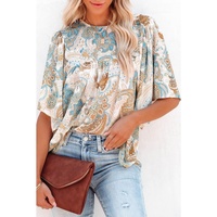 Azura Exchange Paisley Print Wide Sleeves Loose Blouse