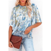 Azura Exchange Paisley Print Wide Sleeves Blouse