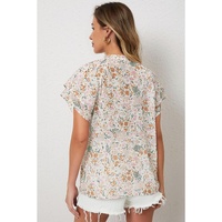 Azura Exchange Floral Mandarin Collar Top