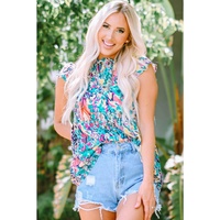 Azura Exchange Abstract Print Tie V Neck Peplum Blouse