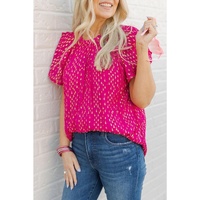 Azura Exchange Dotted Gold Stamp Tiered Ruffled Top