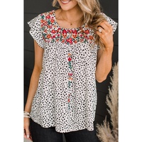 Azura Exchange Embroidered Flutter Sleeve Blouse