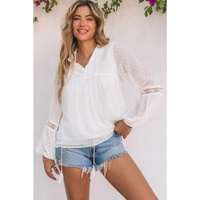 Azura Exchange Swiss Dot Balloon Sleeve Babydoll Blouse