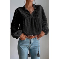 Azura Exchange Swiss Dot Drawstring Balloon Sleeve Blouse