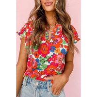 Azura Exchange Split Neck Floral Top