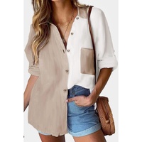 Azura Exchange Colorblock Long Sleeve Pocket Blouse
