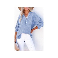 Azura Exchange Crinkle Textured Loose Henley Top