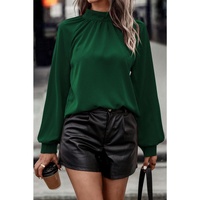 Azura Exchange Ruched Mock Neck Blouse with Cutout Back