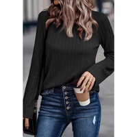 Azura Exchange Ribbed Round Neck Knit Long Sleeve Top