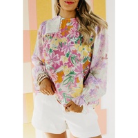 Azura Exchange Patchwork Lace Trim Blouse