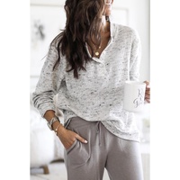 Azura Exchange Relaxed Rib Knit Long Sleeve Henley Top
