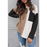 Azura Exchange Colorblock Knit Top with Chest Pocket