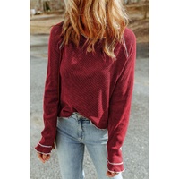 Azura Exchange Textured Round Neck Long Sleeve Top