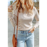 Azura Exchange Striped Print Knit Long Sleeve Tee