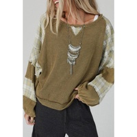 Azura Exchange Patch Waffle Knit Bubble Sleeve Top