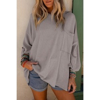 Azura Exchange Oversized Ribbed Knit Roll-tab Sleeve Top