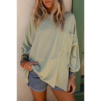 Azura Exchange Oversize Ribbed Roll-tab Sleeve Top