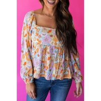 Azura Exchange Floral Puff Sleeve Babydoll Blouse