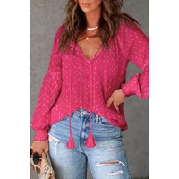 Azura Exchange Printed Tassel Tie Blouse