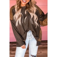 Azura Exchange Ribbed Knit Top with Unique Patchwork Design