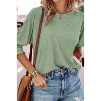 Azura Exchange Smocked 3/4 Sleeve Casual Loose Top