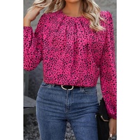 Azura Exchange Leopard Print Pleated Blouse