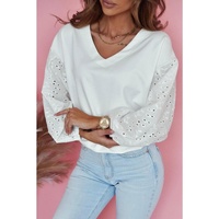 Azura Exchange Embroidered Patchwork Puff Sleeve Blouse