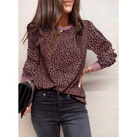 Azura Exchange Spotted Print Round Neck Long Sleeve Top