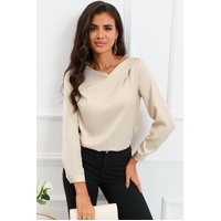 Azura Exchange Asymmetric V Neck Satin Blouse