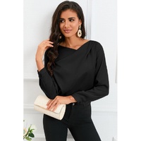Azura Exchange Asymmetric V Neck Satin Blouse