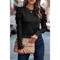 Azura Exchange Buttoned Puff Long Sleeve Sheath Top